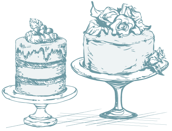 Icon: drawing of two gourmet cakes
