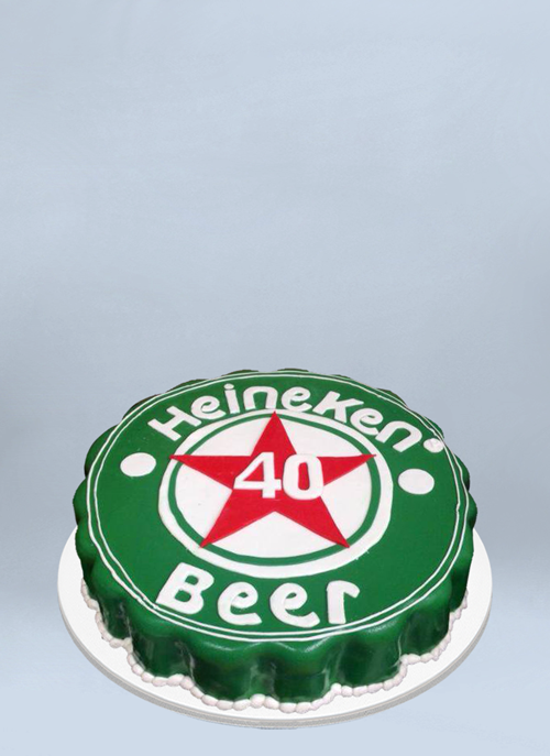 Photo: one tier Heineken cap cake