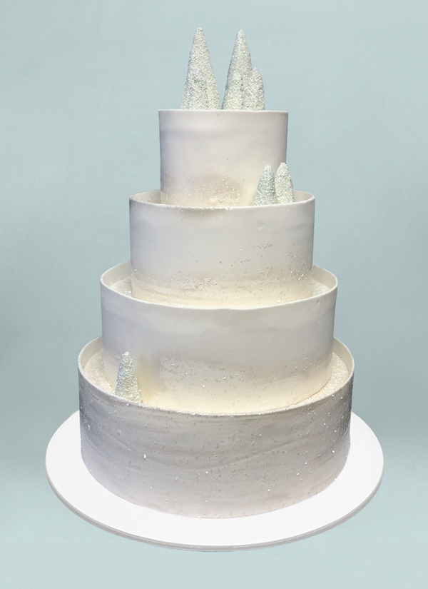 Photo: cake with snow topped tr ees