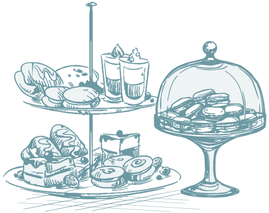 drawing image of pastries